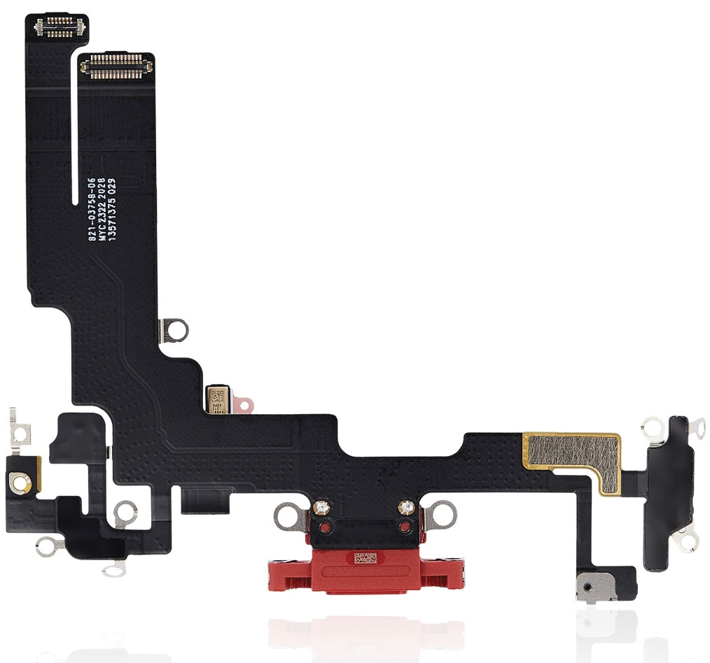 Red Charging Port Flex Cable Compatible with iPhone 14 – 8-Pin Type Charging Connector & Microphone Assembly | A2881 A2631
