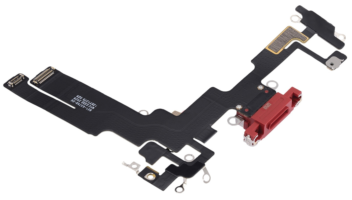 Red Charging Port Flex Cable Compatible with iPhone 14 – 8-Pin Type Charging Connector & Microphone Assembly | A2881 A2631