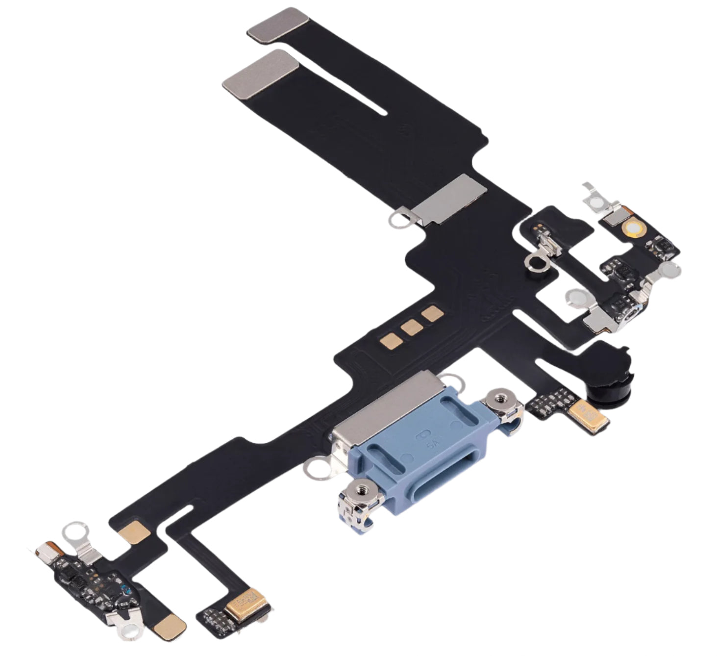 Blue Charging Port Flex Cable Compatible with iPhone 14 – 8-Pin Type Charging Connector & Microphone Assembly | A2881 A2631