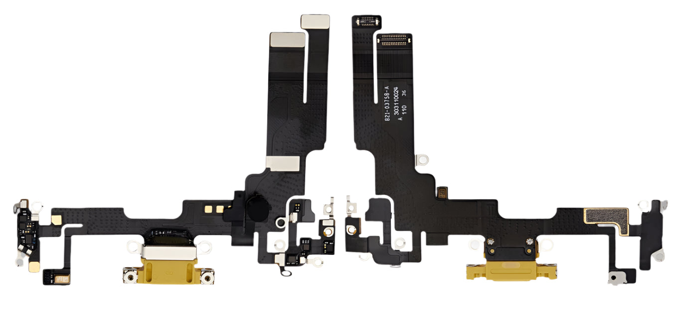 Yellow Charging Port Flex Cable Compatible with iPhone 14 – 8-Pin Type Charging Connector & Microphone Assembly | A2881 A2631