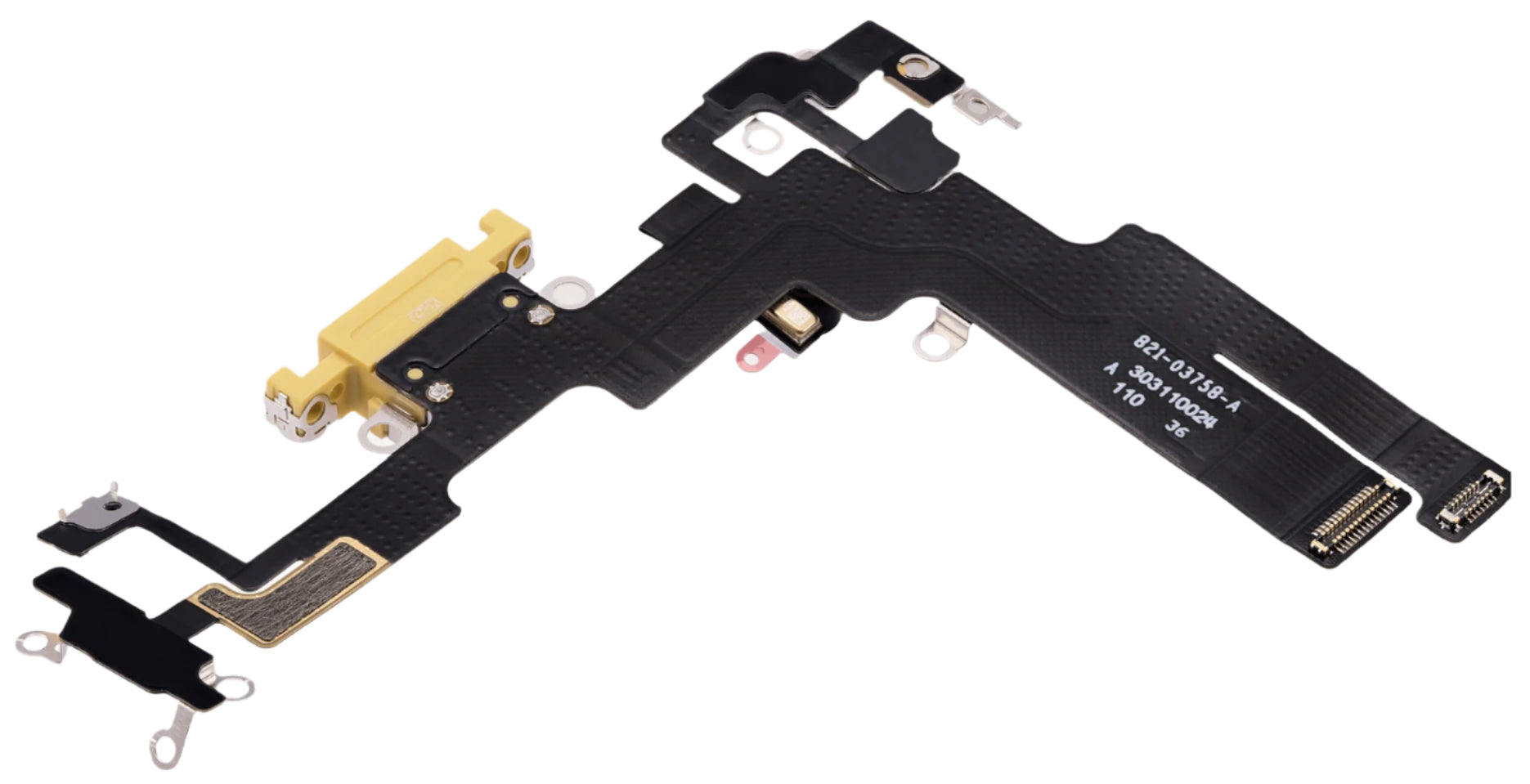 Yellow Charging Port Flex Cable Compatible with iPhone 14 – 8-Pin Type Charging Connector & Microphone Assembly | A2881 A2631