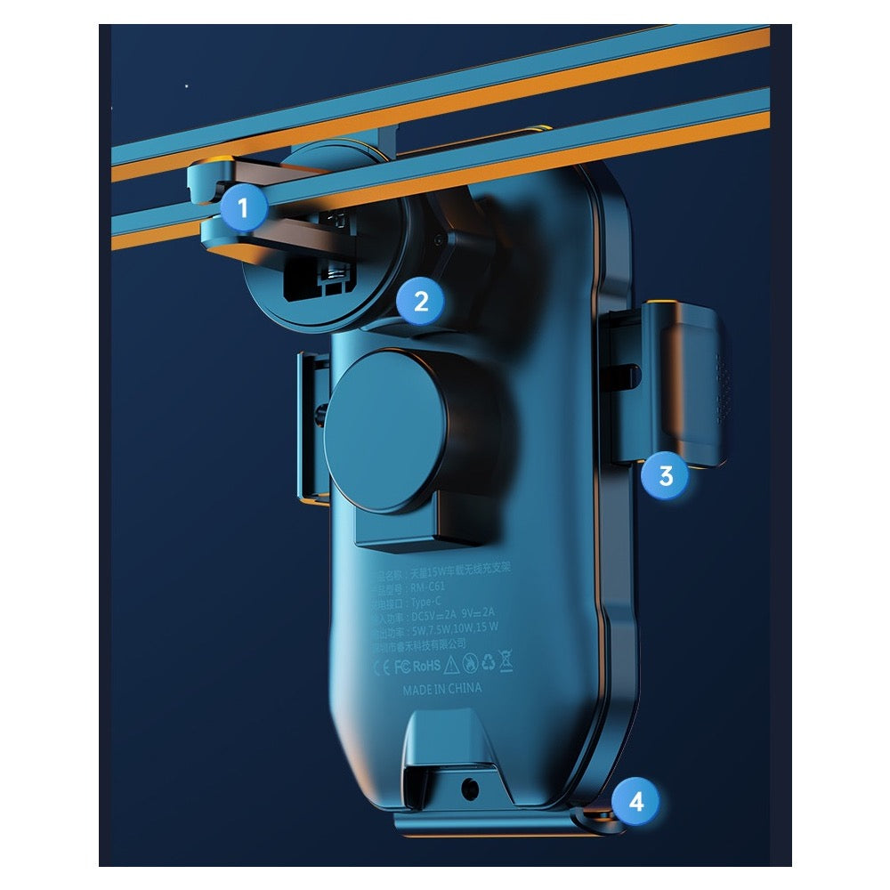 Wireless Car Phone Holder – 15W Fast Charger, 360° Adjustable Mount