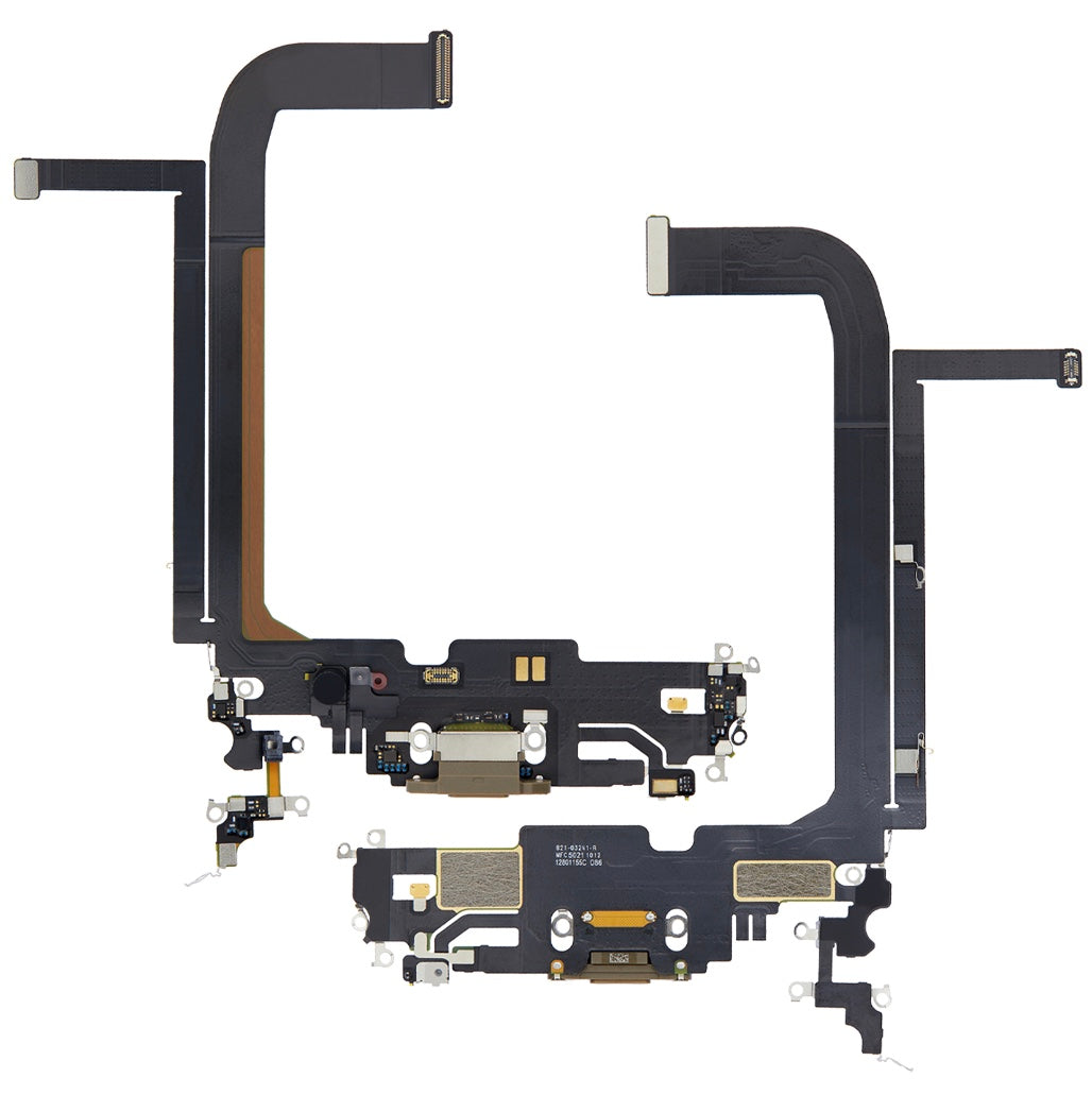 Charging Port Flex Cable Compatible with iPhone 13 Pro Max – Gold | Internal Charging Connector with Microphone | A2484 A2641 A2643 A2644 A2645
