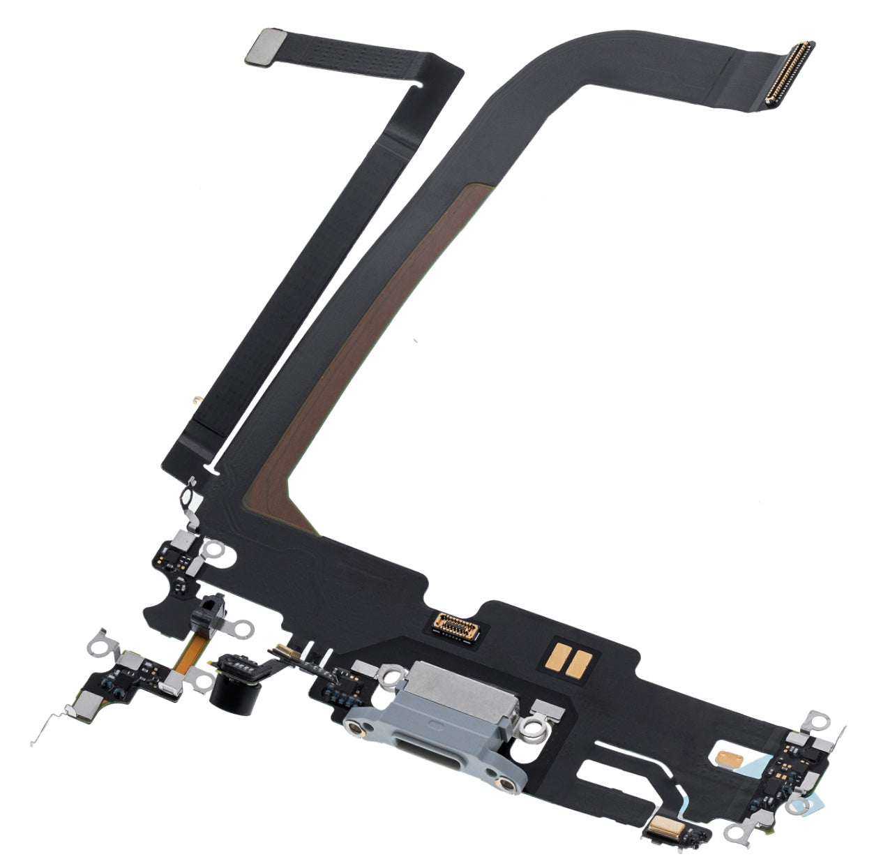 Charging Port Flex Cable Compatible with iPhone 13 Pro Max – Silver | Internal Charging Connector with Microphone | A2484 A2641 A2643 A2644 A2645