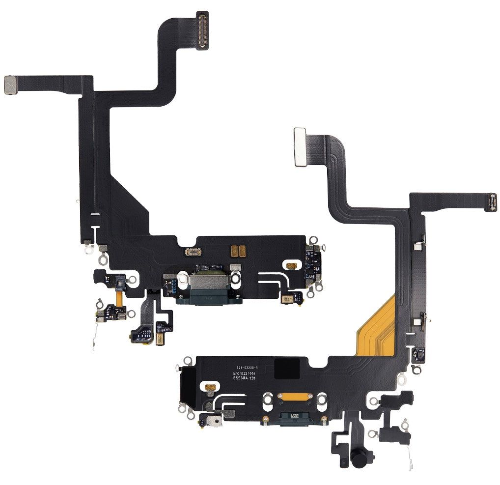 Charging Port Flex Cable Compatible with iPhone 13 Pro – Green | USB Connector + Microphone | A2483 A2636 A2638 A2639 A2640