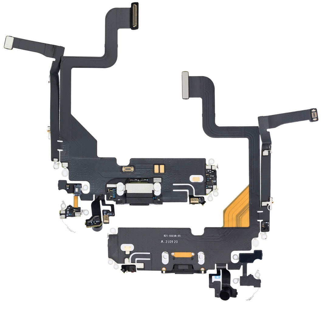 Charging Port Flex Cable Compatible with iPhone 13 Pro – Black | USB Connector + Microphone | A2483 A2636 A2638 A2639 A2640