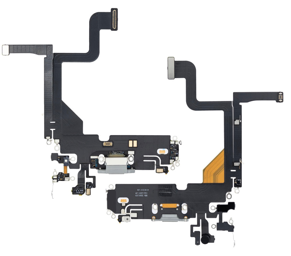 Charging Port Flex Cable Compatible with iPhone 13 Pro – Silver | USB Connector + Microphone | A2483 A2636 A2638 A2639 A2640
