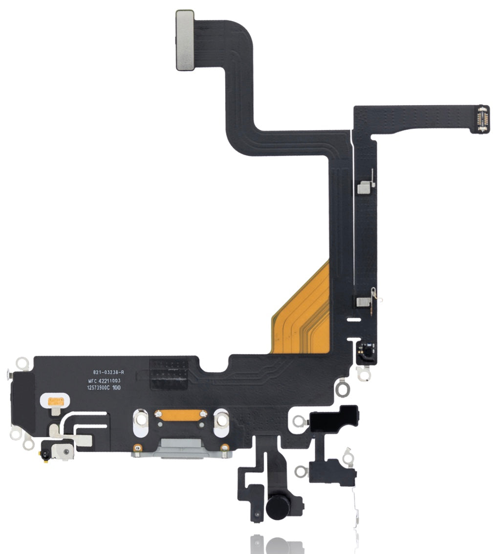 Charging Port Flex Cable Compatible with iPhone 13 Pro – Silver | USB Connector + Microphone | A2483 A2636 A2638 A2639 A2640