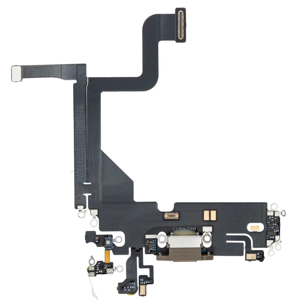 Charging Port Flex Cable Compatible with iPhone 13 Pro – Gold | USB Connector + Microphone | A2483 A2636 A2638 A2639 A2640