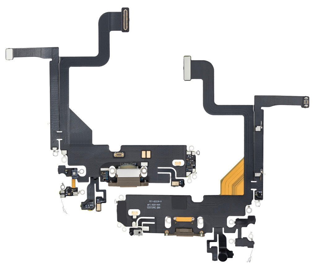 Charging Port Flex Cable Compatible with iPhone 13 Pro – Gold | USB Connector + Microphone | A2483 A2636 A2638 A2639 A2640