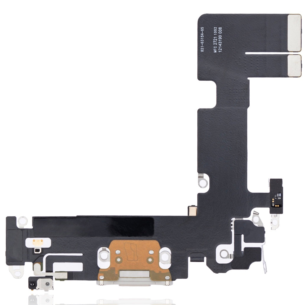 Charging Port Flex Cable Compatible with iPhone 13 – White USB + Microphone Flex | A2482 A2631 A2633 A2634 A2635