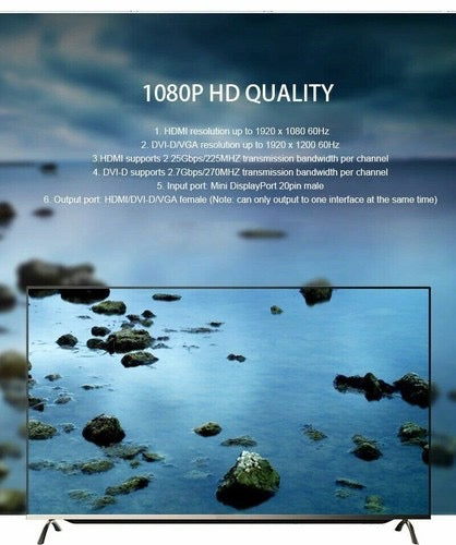 Mini DisplayPort to HDMI/VGA/DVI Adapter – 3-in-1 Multiport Converter