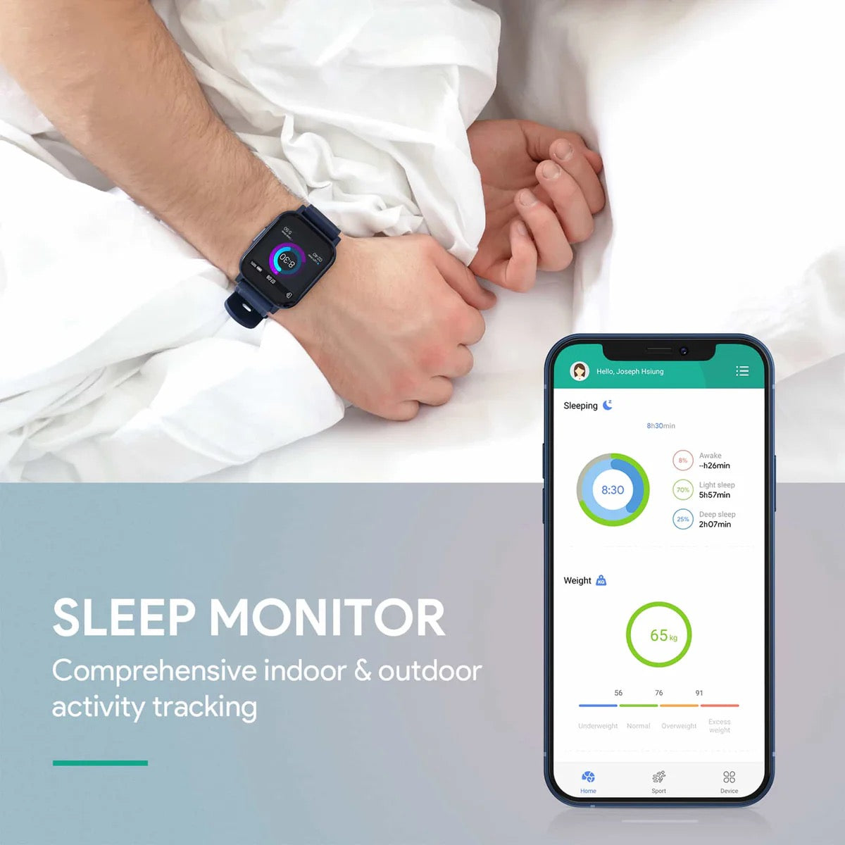 AUKEY Smartwatch – Fitness Tracker with Heart Rate, Sleep & Notifications