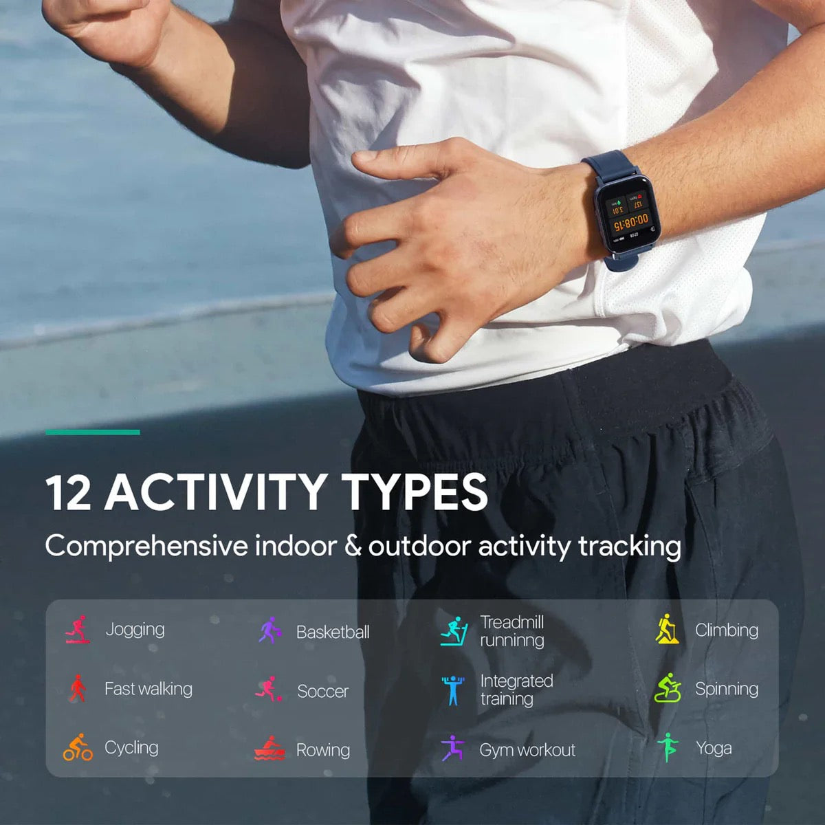 AUKEY Smartwatch – Fitness Tracker with Heart Rate, Sleep & Notifications