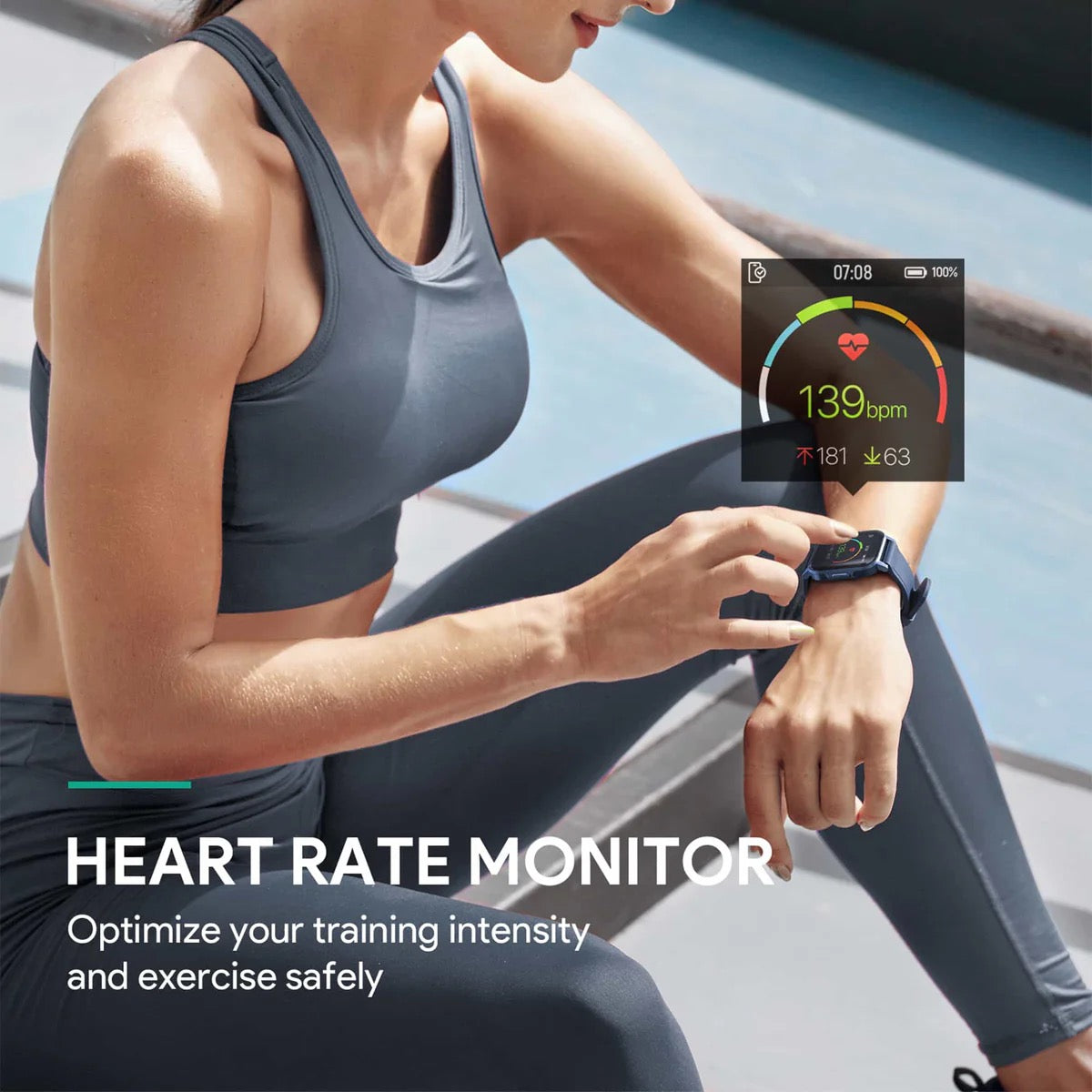 AUKEY Smartwatch – Fitness Tracker with Heart Rate, Sleep & Notifications