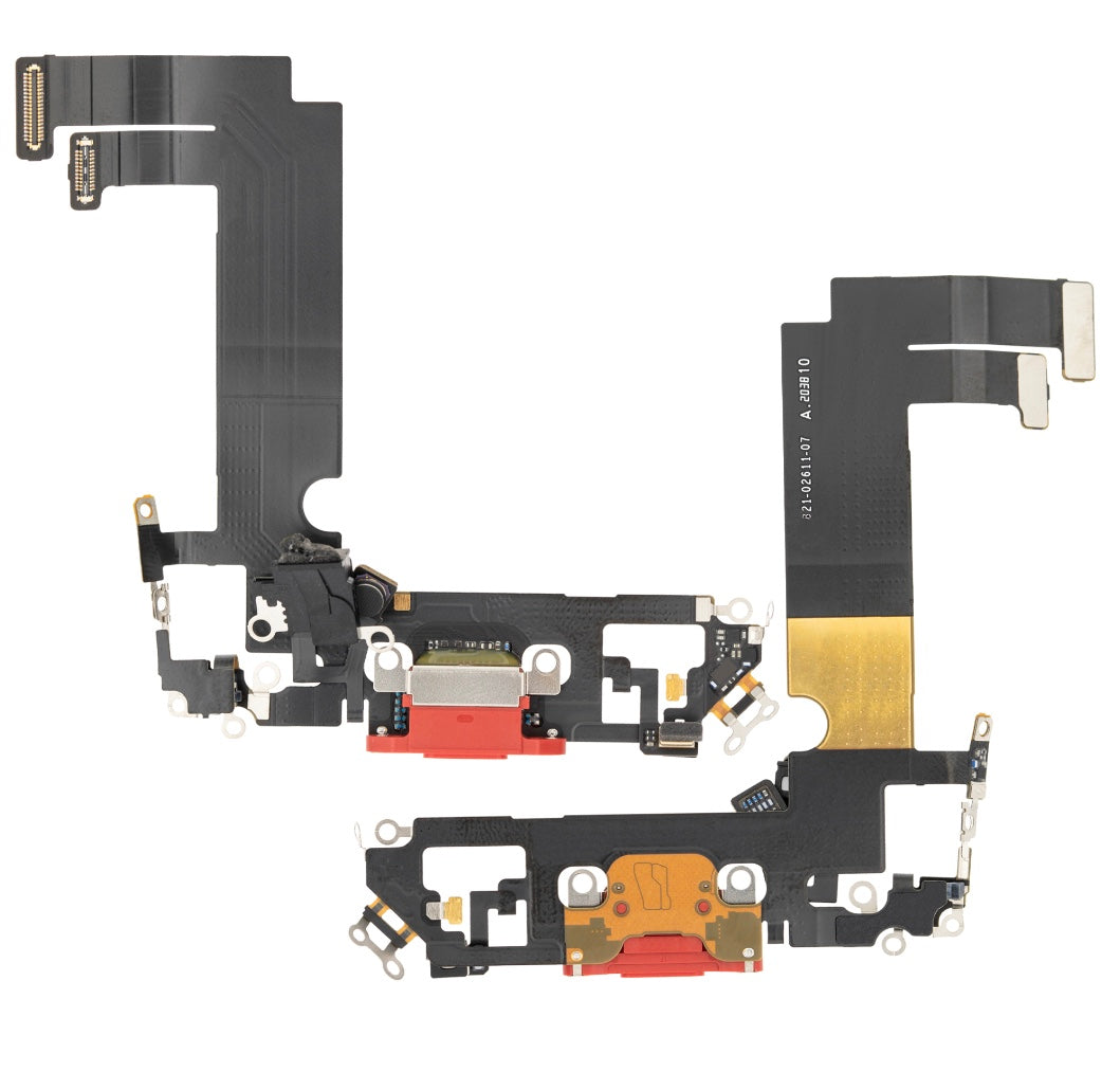 Charging Port Flex Cable Compatible with iPhone 12 Mini – Red USB Connector with Microphone | A2176 A2398 A2399 A2400