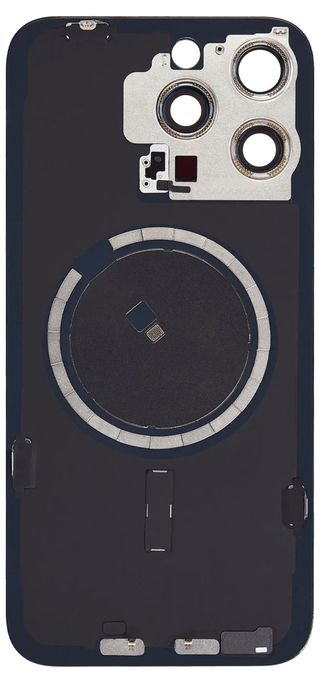 Magnetic Back Glass Housing with Steel Plate – Compatible with iPhone 15 Pro Max – Titanium Black