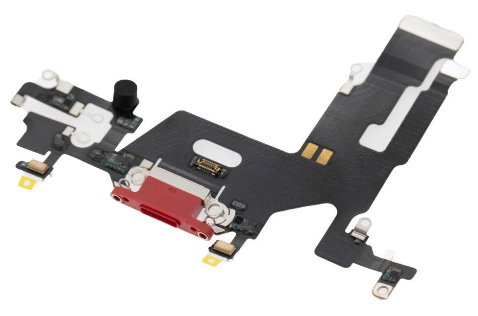Charging Port Flex Cable Compatible with iPhone 11 – Red USB Connector with Microphone | A2111 A2221 A2223