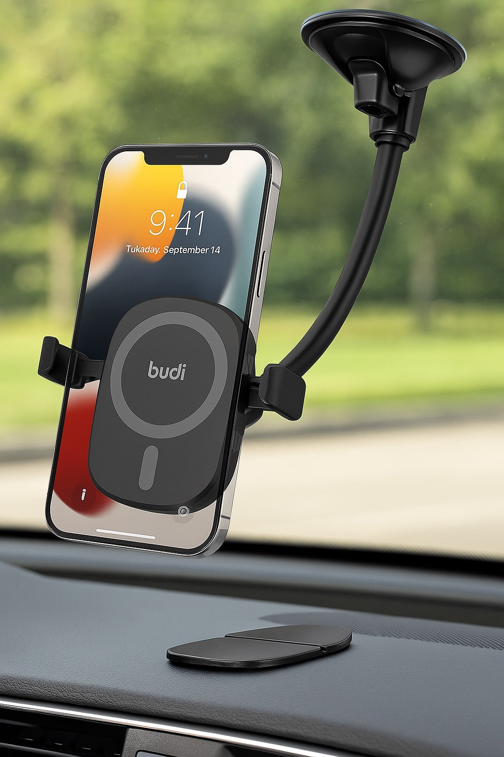 Magnetic Wireless Car Charger Holder – 2-in-1 Windshield & Vent Mount
