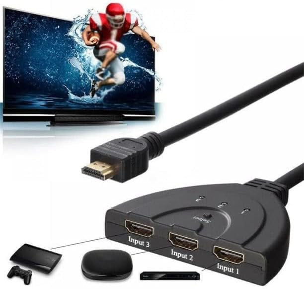 3x1 HDMI Pigtail Switch – 3-In 1-Out Smart Selector, 4K & 1080p