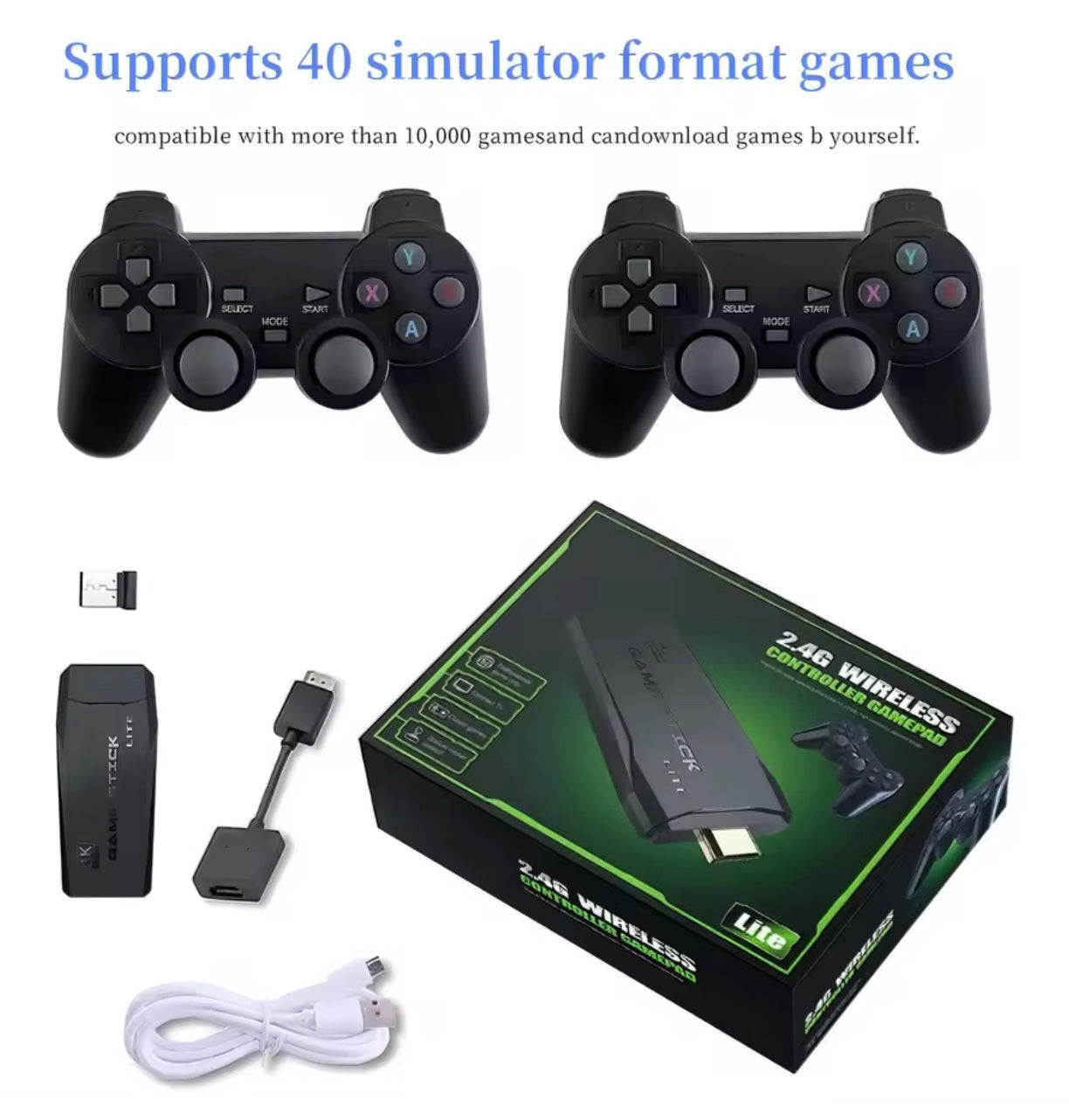 2.4G Wireless Controller Gamepad – 10 Emulators, HDMI TV Output, No Built-in Games