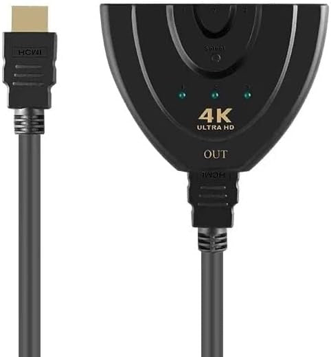 3x1 HDMI Pigtail Switch – 3-In 1-Out Smart Selector, 4K & 1080p