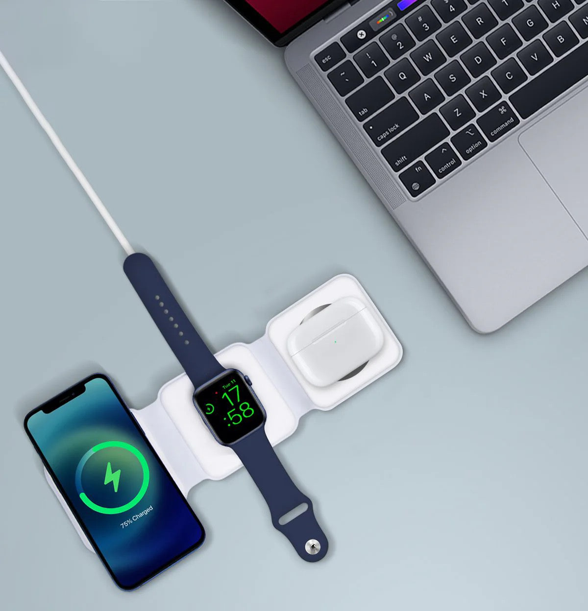 3-in-1 Magnetic Wireless Charger – Fast Charge for Phone, Watch & Earbuds