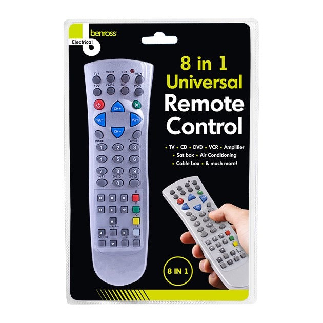 8-in-1 Universal Remote Control – TV, DVD, VCR, SAT, A/C & More