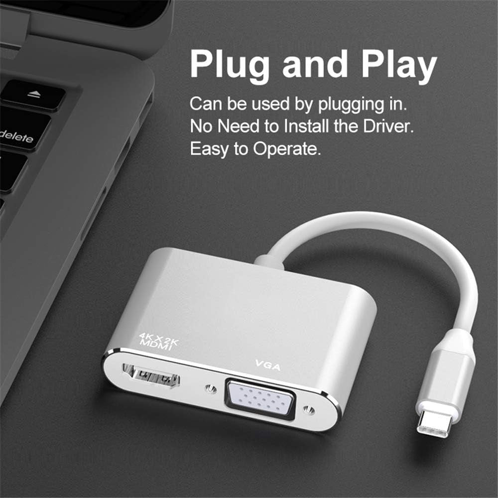 Type-C to HDMI + VGA 2-in-1 Adapter – 4K UHD Display Converter
