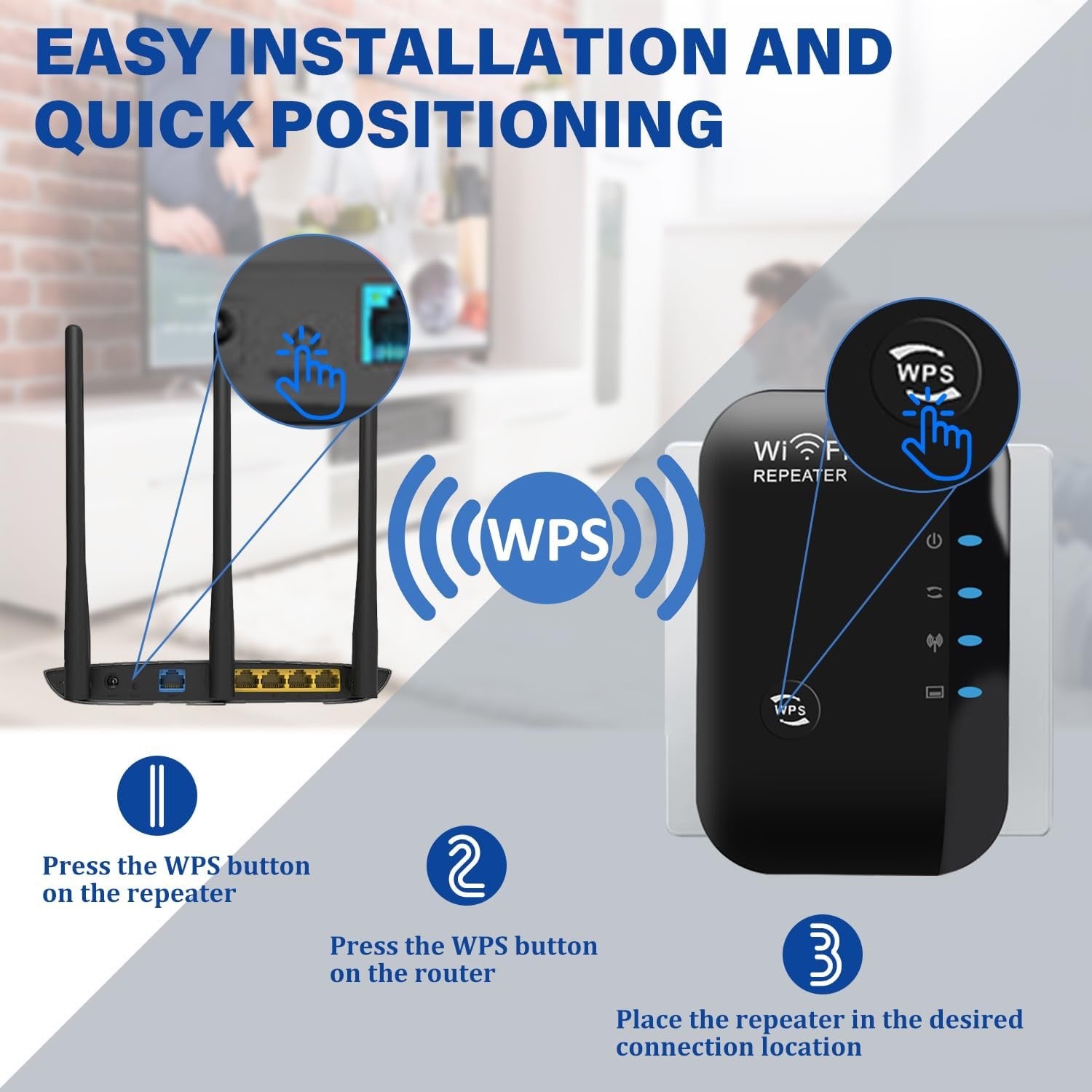 Wireless-N WiFi Repeater – 2.4GHz Range Extender, WPA2 Secure, Plug & Play