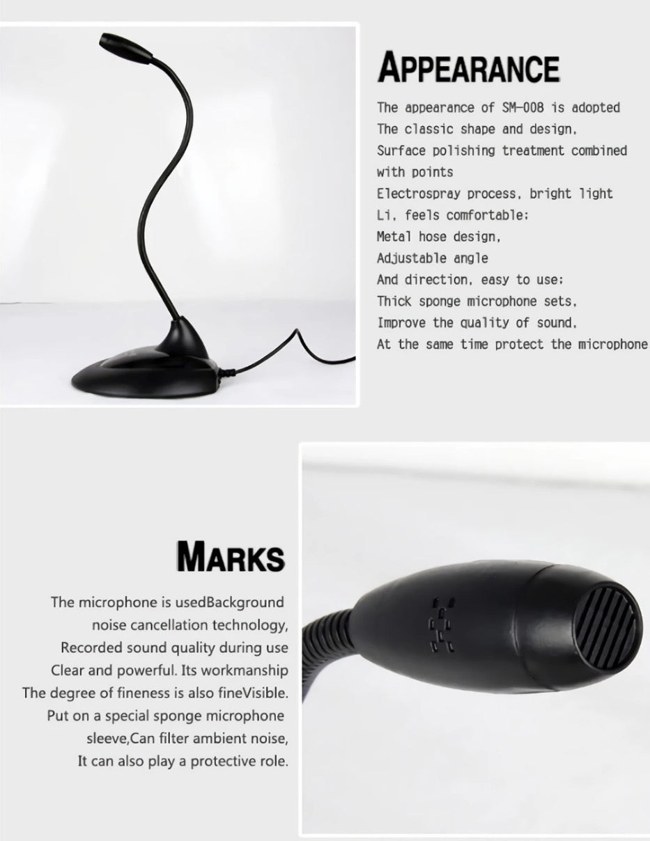 Multimedia Microphone – Omnidirectional, Adjustable Metal Hose, 3.5mm Plug