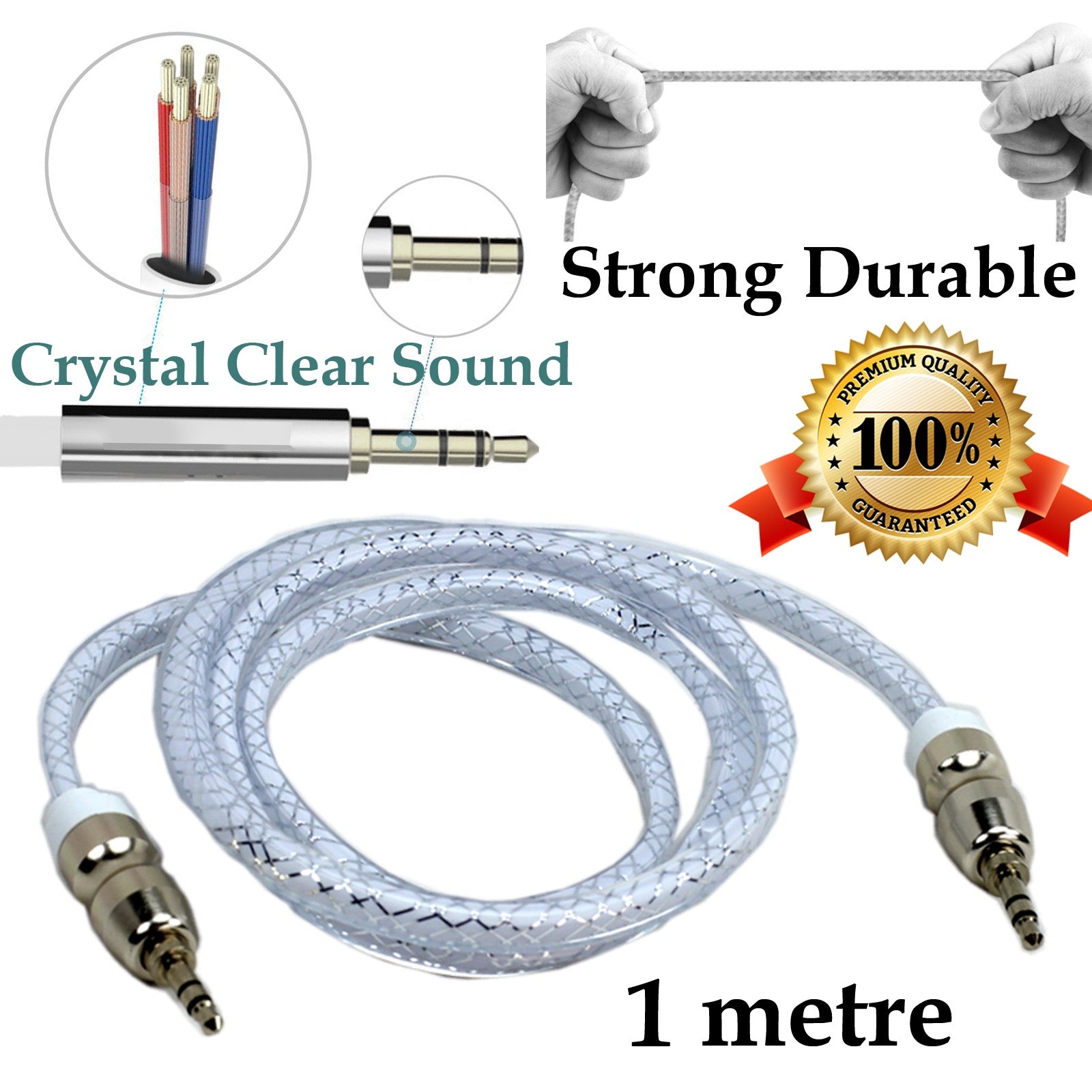 AUX 3.5mm Audio Cable – High-Quality Round/Flat Stereo AUX-IN Cord