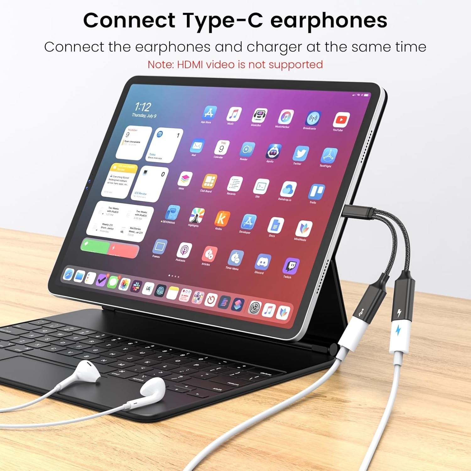 2-in-1 Type-C + Type-C Adapter – Dual USB-C Charging & Audio Support