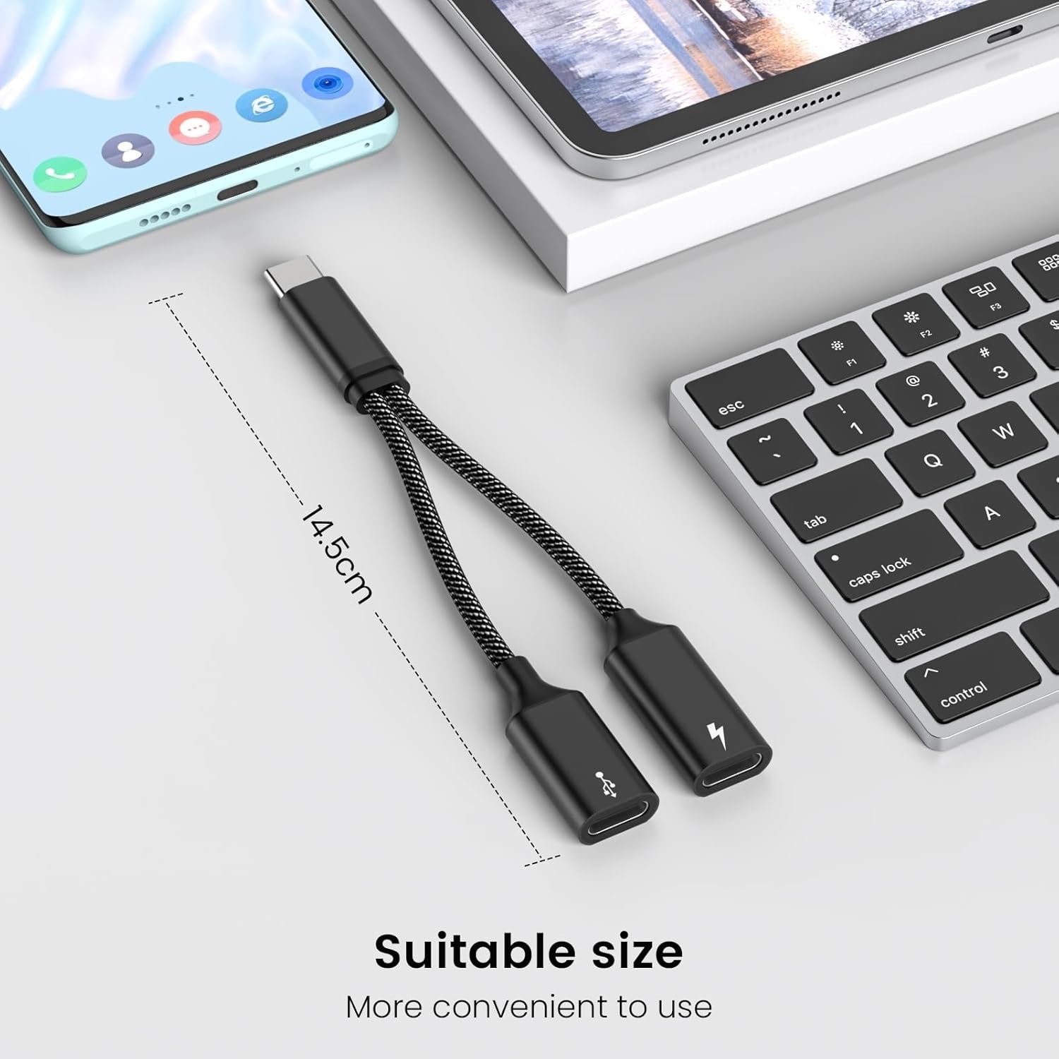 2-in-1 Type-C + Type-C Adapter – Dual USB-C Charging & Audio Support