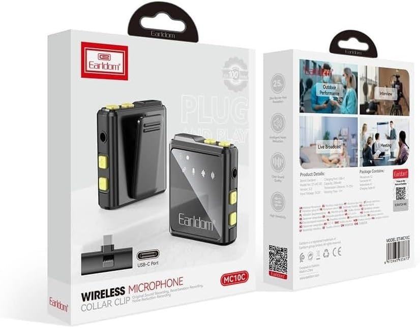 Type-C Wireless Collar Clip Microphone – Plug & Play Lavalier Mic for Android & USB-C Devices