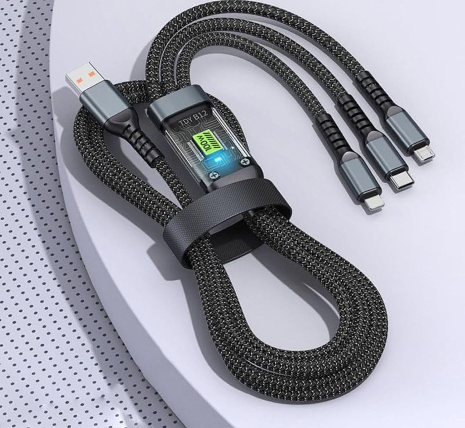 100W 3-in-1 Fast Charging Cable – USB to Lightning, Micro USB & Type-C