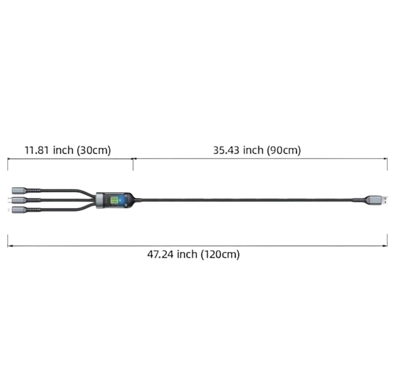 100W 3-in-1 Fast Charging Cable – USB to Lightning, Micro USB & Type-C