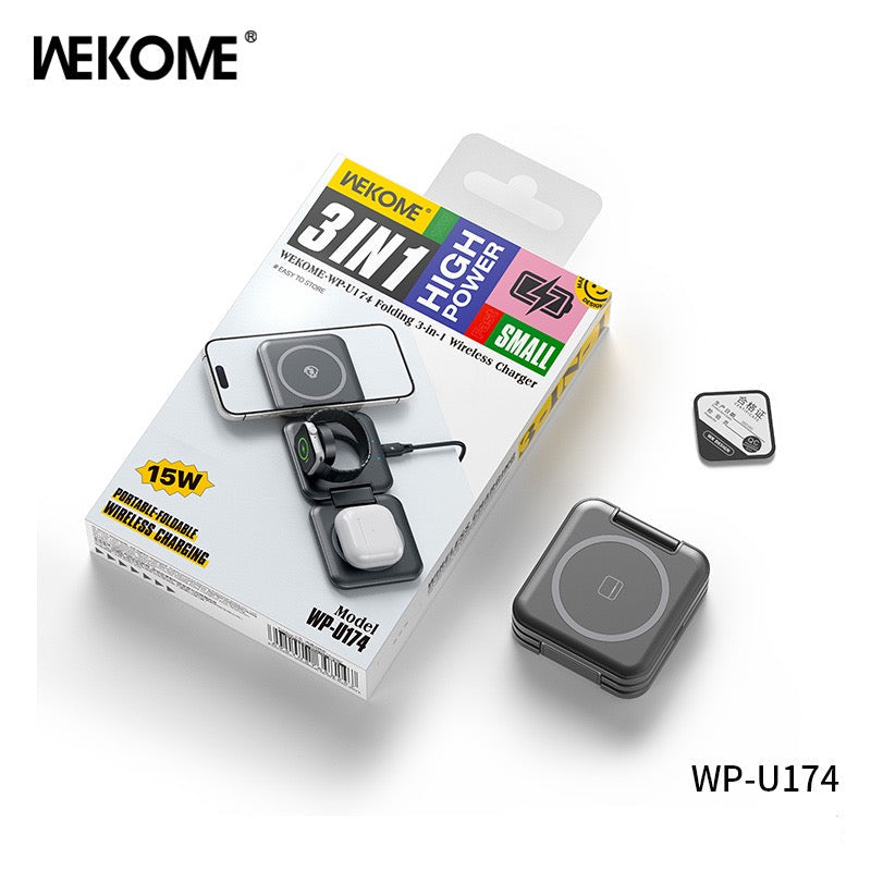 3-in-1 Foldable Wireless Charger – 15W Fast Charging | Phone + Watch + Earbuds | Portable Travel Design