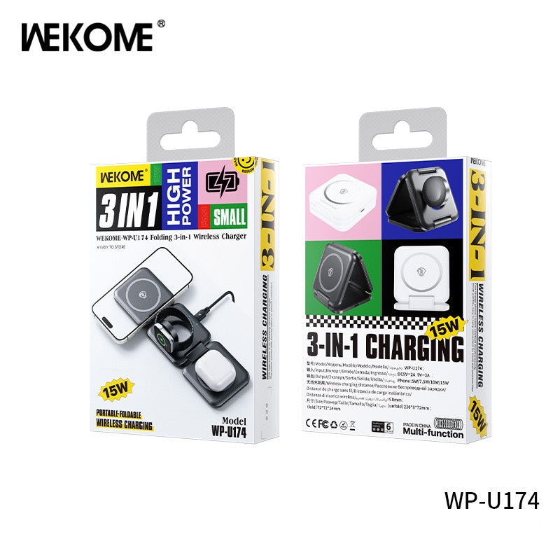 3-in-1 Foldable Wireless Charger – 15W Fast Charging | Phone + Watch + Earbuds | Portable Travel Design