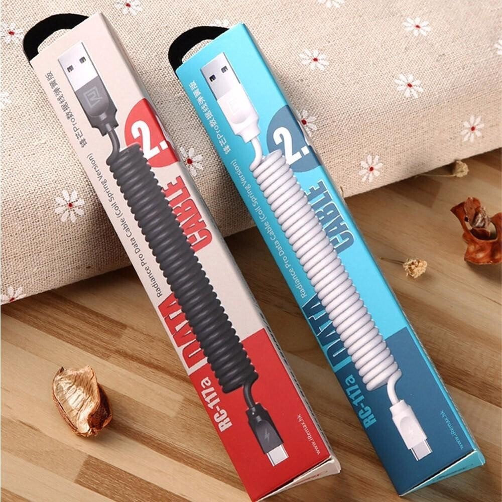 Radiance Pro Coil Spring Data Cable – 2.4A Fast Charge, Stretchable TPU