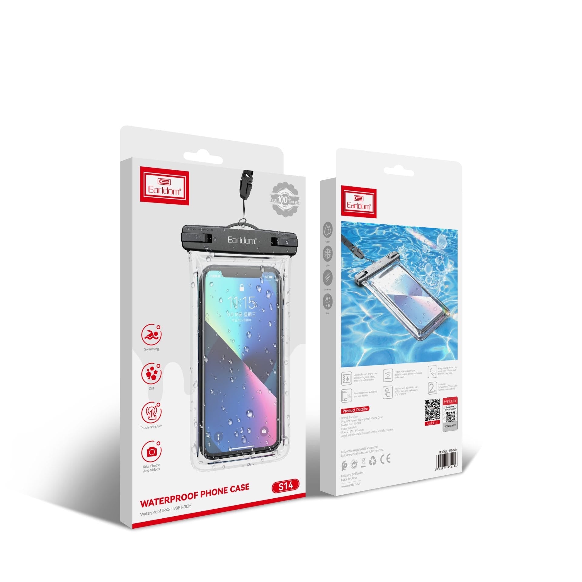 IPX8 Waterproof Phone Case with Touchscreen Access & Lanyard – Fits Up to 6.5”