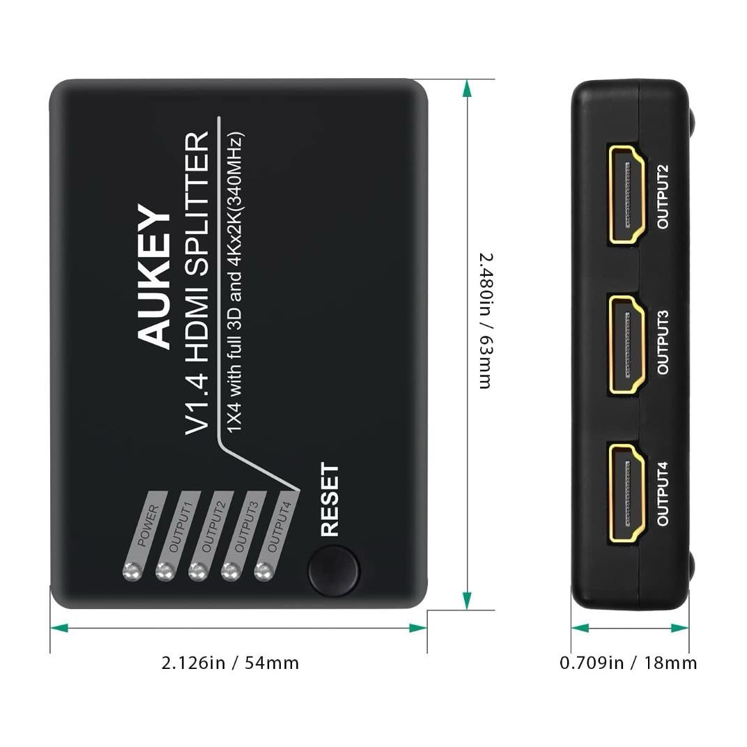 HDMI 1.4 Splitter 1x4 – 4K@30Hz, Full 3D Support, ABS Shell