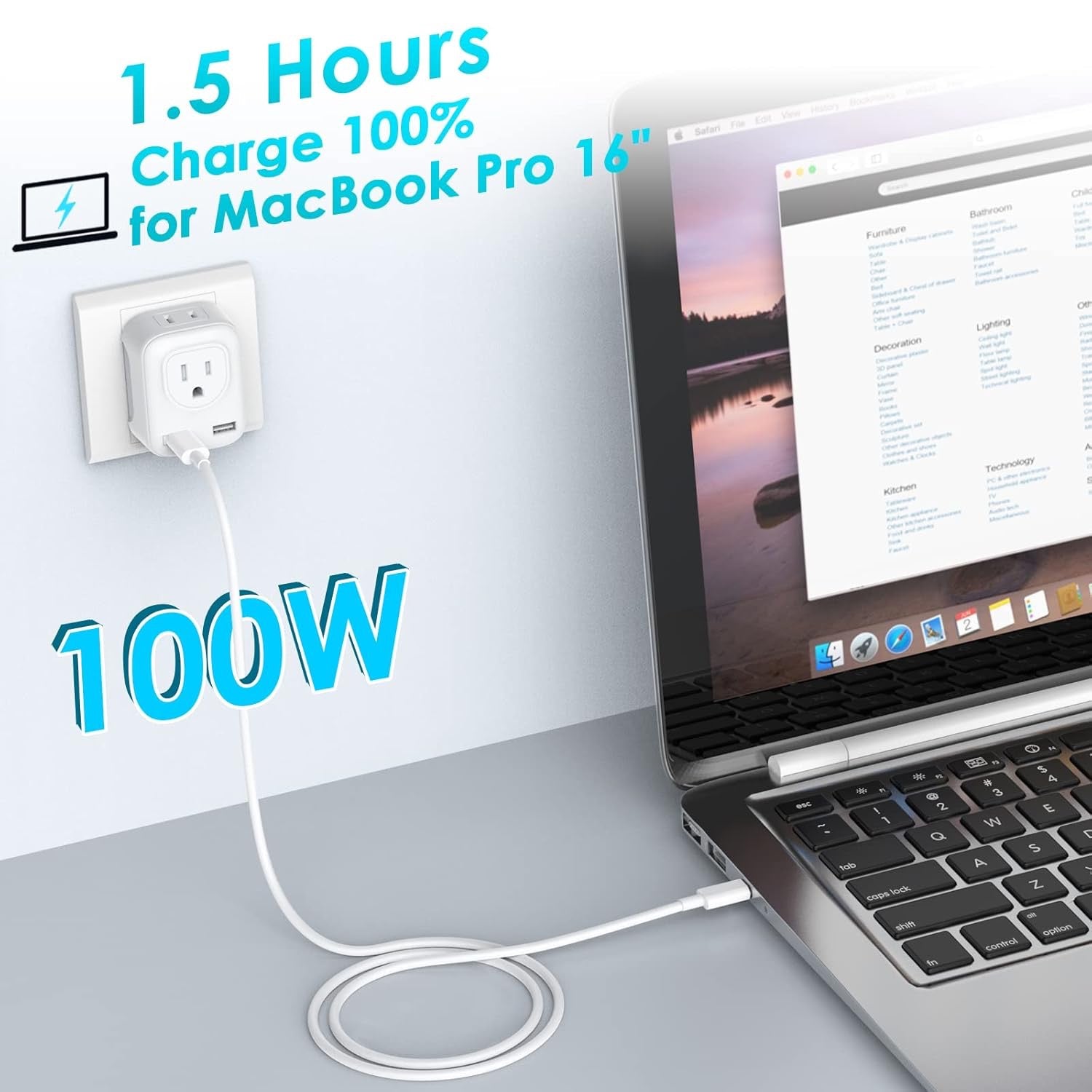2M USB-C to USB-C Cable – 100W PD Fast Charging & Data Transfer