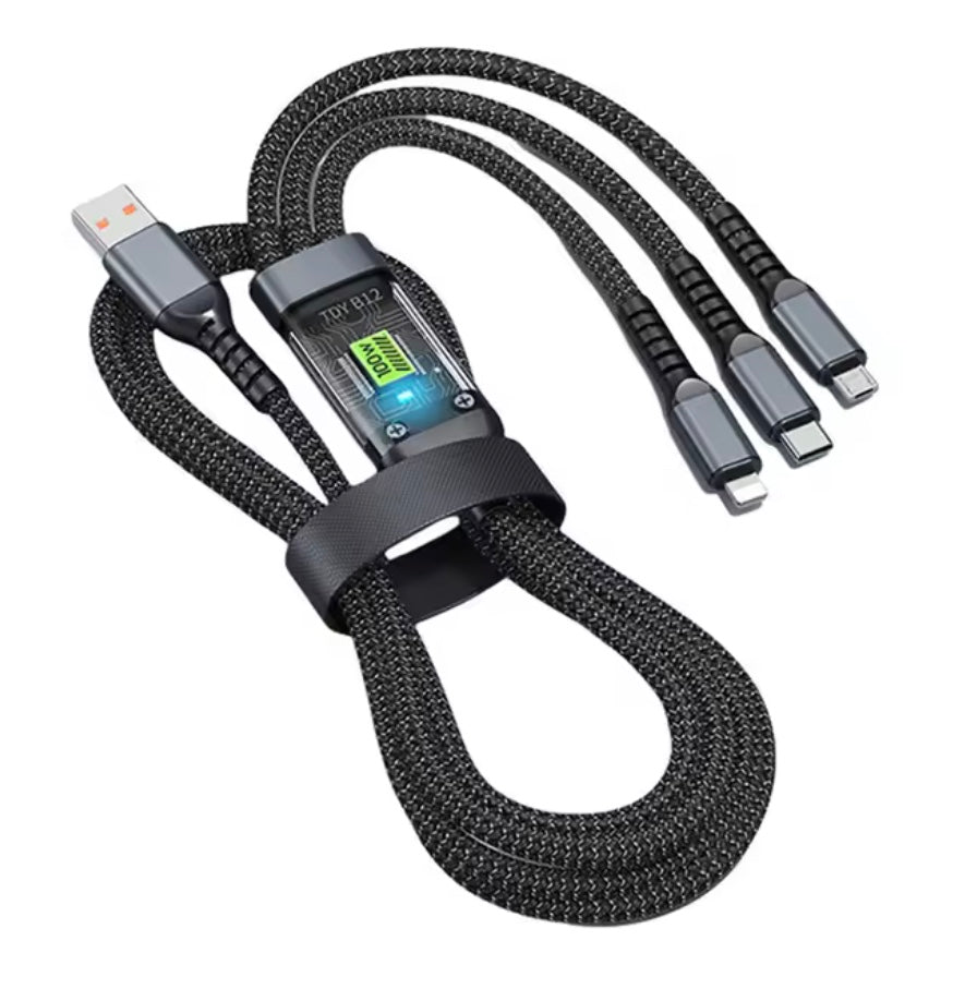 100W 3-in-1 Fast Charging Cable – USB to Lightning, Micro USB & Type-C