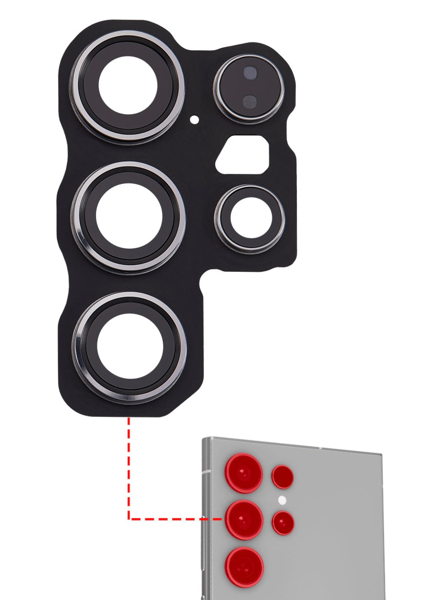 Black Rear Camera Lens Glass Cover Set – Compatible with Samsung S24 Ultra (SM-S928 Series) | Full Lens Protection Kit