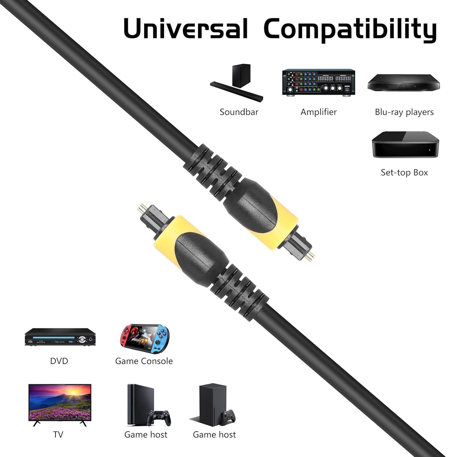 10M Optical Audio Cable – Male to Male Digital Fiber Optic Line