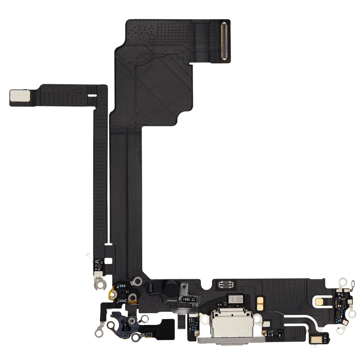 Replacement Charging Port Flex Cable with Microphone – Compatible with Model 15 Pro Max – Reclaimed Part – Natural White Finish