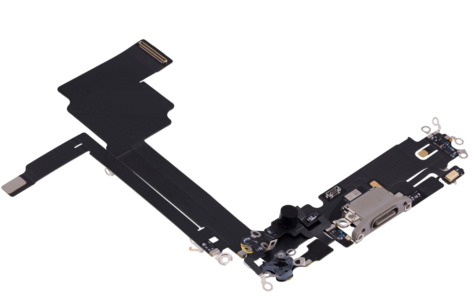 Replacement Charging Port Flex Cable with Microphone – Compatible with Model 15 Pro Max – Reclaimed Part – Natural Titanium Finish