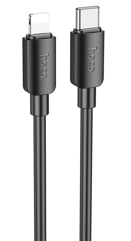 Hoco Type-C to 8-Pin Fast Charging Cable Black – 20W PD Quick Charge Data Cable for iPhone, iPad, and Apple Devices