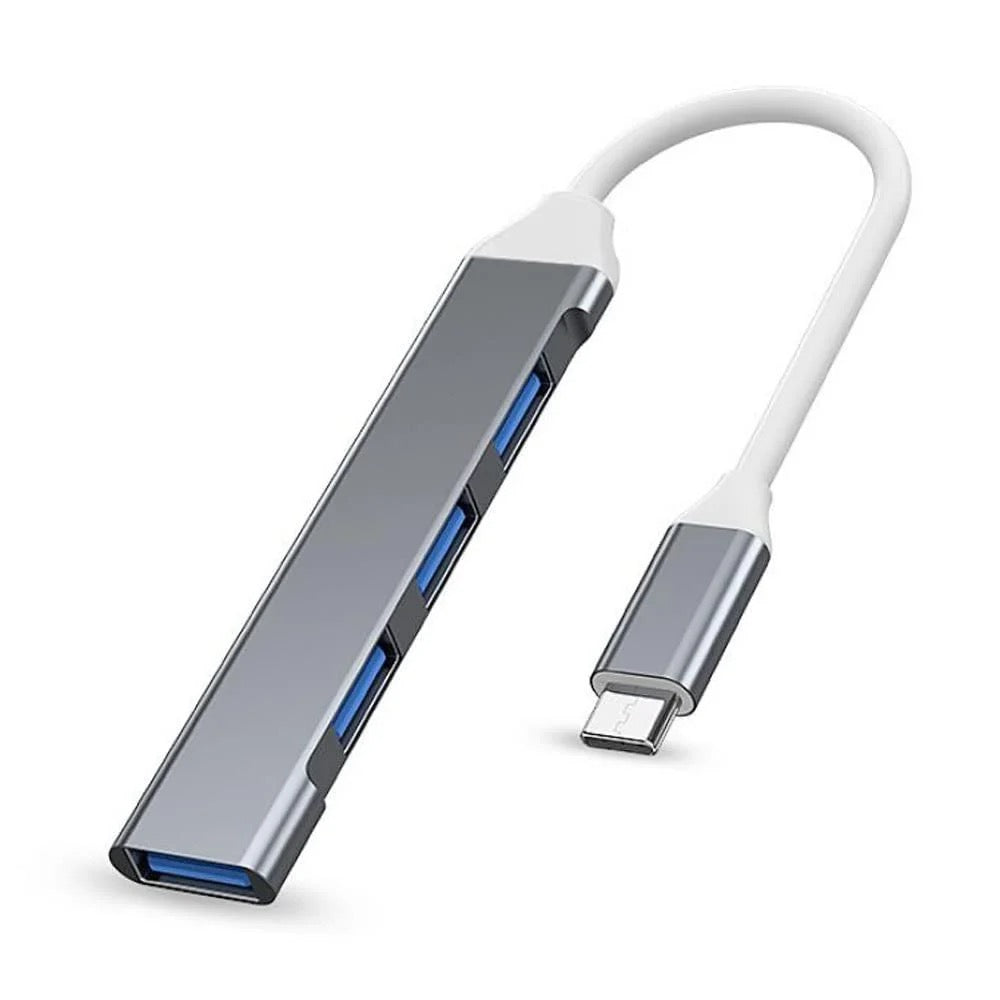 4-Port USB to USB-C Hub Adapter – Type-C Output, High-Speed Splitter